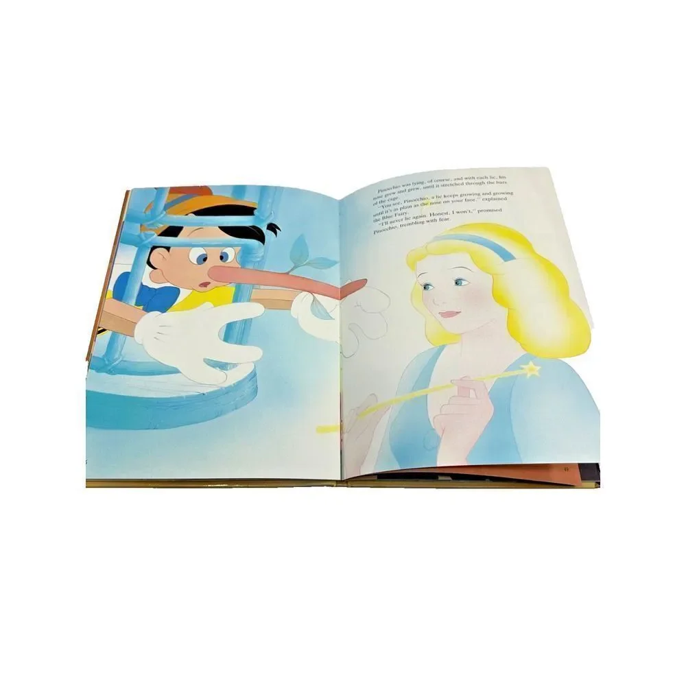 Disney Pinocchio Hardcover Book Kids OS Brown Good Vintage Classic Series